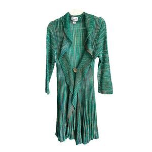 Boho Ruffled Emma G Pleated Cardigan Womens Duster Sweater Green goddess Spring